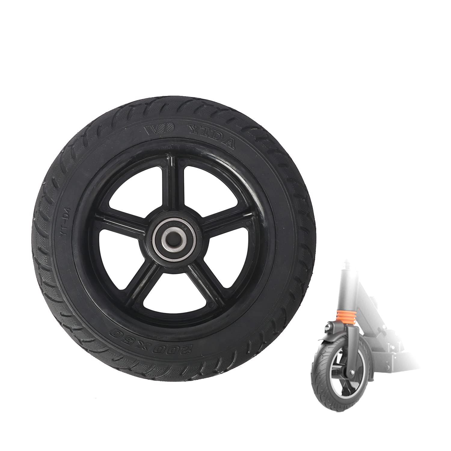 aleawol 8 inch Electric Scooter Solid Wheel, 200x50 Front Electric Scooter Replacement Solid Wheel Hub Non-Pneumatic Tire, Puncture Proof, Explosion-Proof, Easy Installation