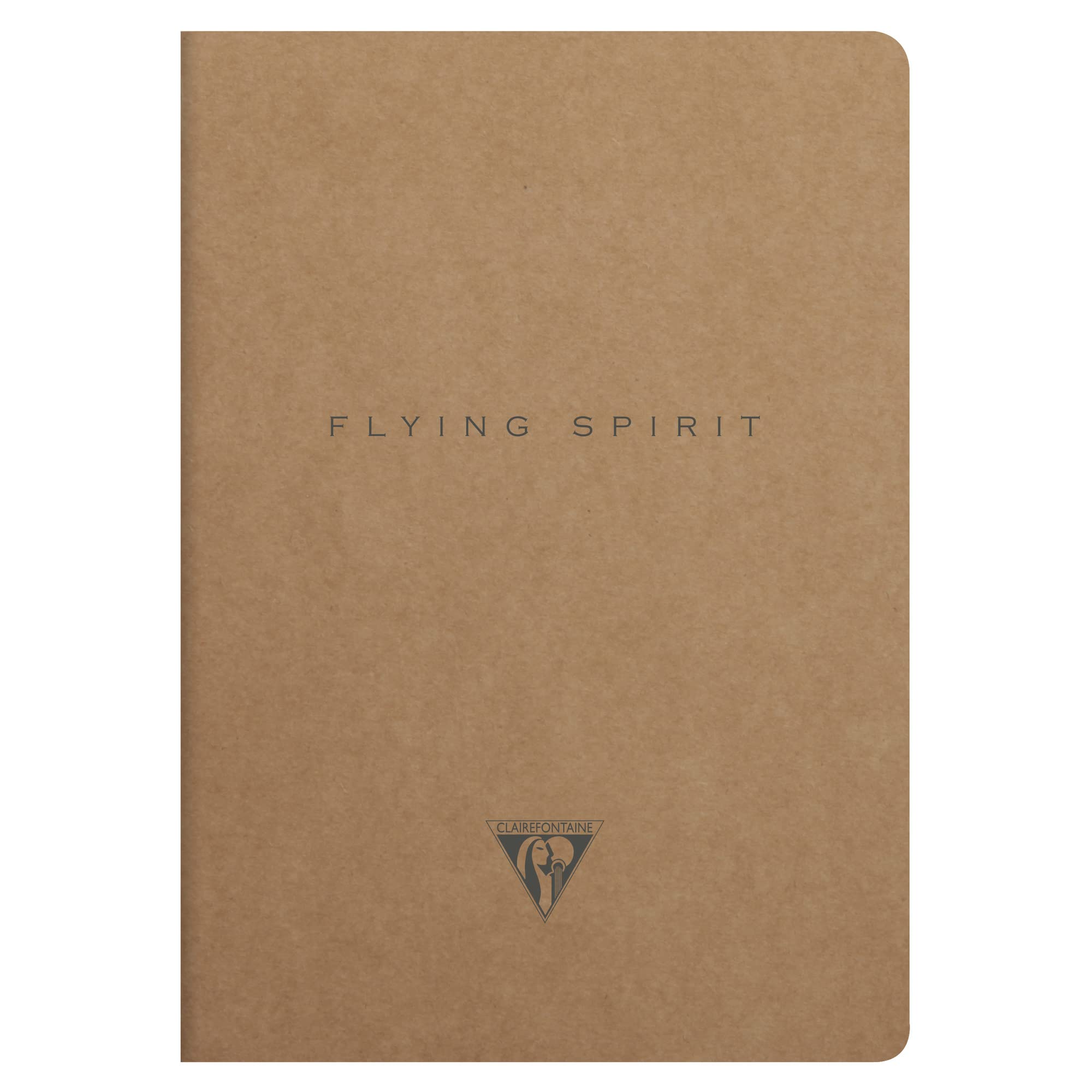 Clairefontaine 103536C - One Flying Spirit quilted notebook with 96 ivory pages - Size 14.8 x 21 cm - 90g lined, brown kraft card cover, random pattern