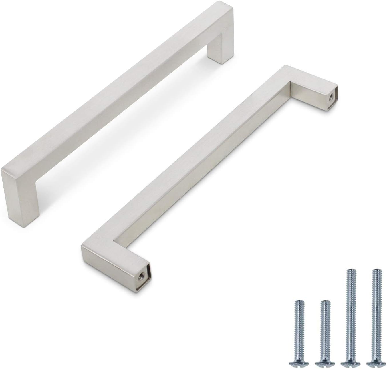 PinLin 10 Pack Cabinet Pulls Brushed Steel Hole Center 160mm Cabinet Handles Stainless Steel Cupboard Door Handles Kitchen Cabinet Hardware Square T Bar Drawer Pulls