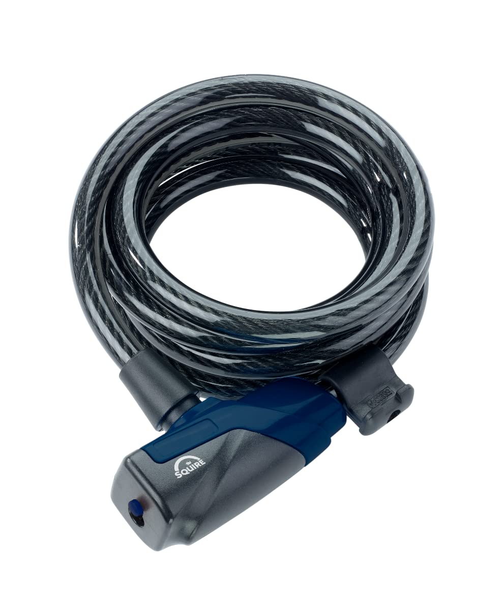 Squire Locks Heavy Duty Bikelock (Kilda 10/1800) - Tough Drive Cylinder Cable Lock - Weatherproof Armoured Steel Bike Lock with Key - Flexible, Tamper Proof Cable Lock for All Purpose Use (1800 mm)