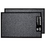 2 Pack - Indoor Outdoor Entrance Rubber Floor Mat with Shoe Scraper and Rubber Backing for All Weather, Rug for High Traffic Entryways, 20" x 31.5", Black, by California Home Goods