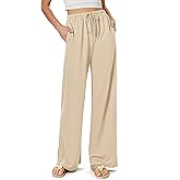 keriffe Summer Outfits Flowy Palazzo Pants for Women High Waisted Wide Leg Beach Casual Vacation Pants Trousers Pockets