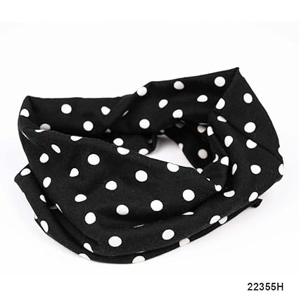 Multifunctional Headwear Headband Scarf In Black With Small White