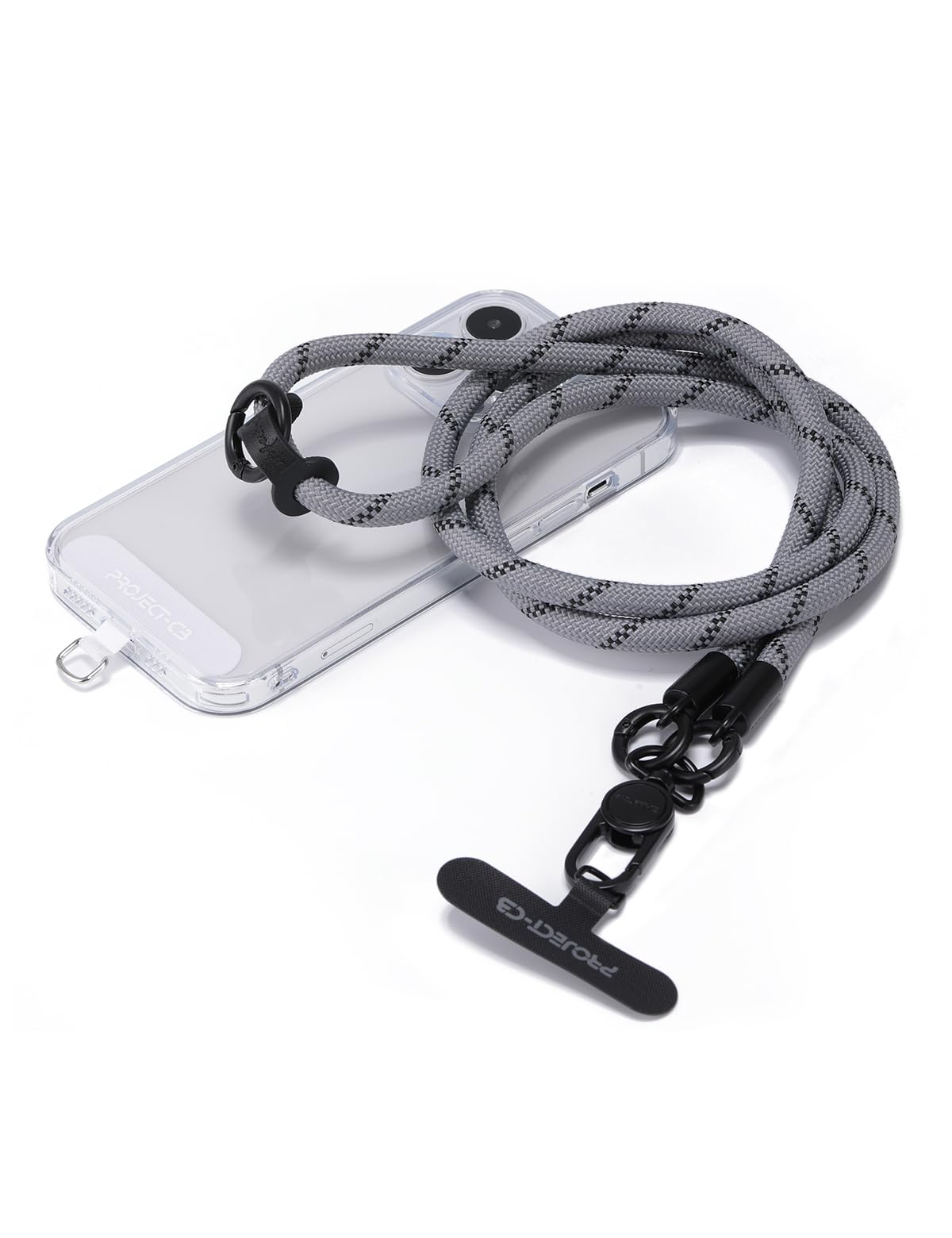 project-cb Phone Lanyard×1,Phone Tether Tab×2, Crossbody Cell Phone Lanyard,Rope Lanyard,Universal Adjustable Phone Strap(Gray)
