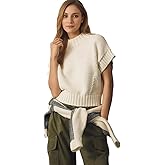Malajisi Women's Mock Neck Cap Sleeve Sweater Vest Casual Solid Cropped Tank Tops Pullover Sweaters