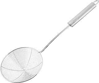 Fackelmann Abseihlöffel 38 cm OVALGRIFF, Schöpflöffel aus Edelstahl, Schaumlöffel zum Kochen und Frittieren (Farbe: Silber), Menge: 1 Stück