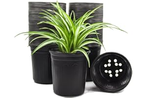 HECTOLIFE 50-Pack 1 Gallon Flexible Flower Plant Nursery Pots, Thickened Soft Plastic Seed Starting Container for Succulents, Seedlings, Cuttings, Transplanting,(Black)
