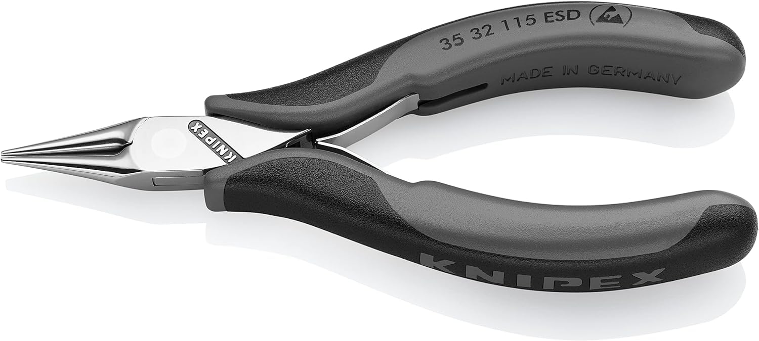 KNIPEX Electronics Pliers ESD with Box Joint with Multi-Component Handles 115 mm, 35 32 115 ESD