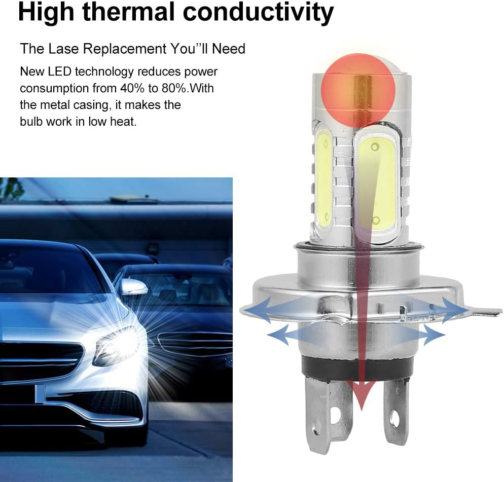 2 Pezzi H4 LED pour Moto Phare Avant de Moto 15W 1800LM 6500K Imperm/&eacute;able Super Blanc Phare Halog/&egrave;ne Canbus 12V