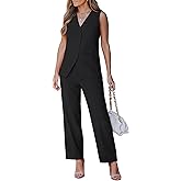 luvamia Vest Pants Suits for Women Dressy 2 Piece Sets Sleeveless Blazer Straight Leg Dress Pants Business Casual Outfit
