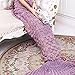 YOWAOTO Mermaid Tail Blanket Adult Handmade Knitted Fish Scales Pattern and All Seasons Warm Your Feet Sleeping Bag 74.86 x 35.46 inch (190x90cm) (Dark Pink)