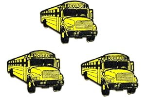 Umama Patch Set of 3 Yellow School Bus Student Vintage Model Cartoon Sticker Patches Cute School Bus DIY Applique Embroidered Sew Iron on Patch Emblem Clothing or Reward Gift