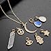 LUX ACCESSORIES Crescent Moon Celestial Crystal Hamsa Star Evil Eye Peave Amulet Interchangable Necklace Set
