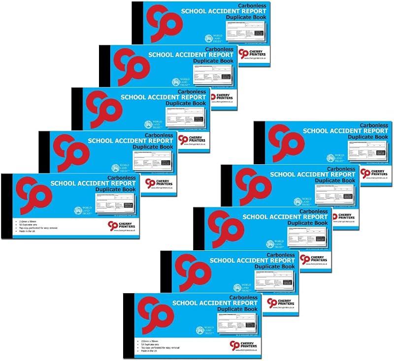 Cherry Printers 2-Part NCR Accident Report Book 50 Sets 210x99mm 10 Pack