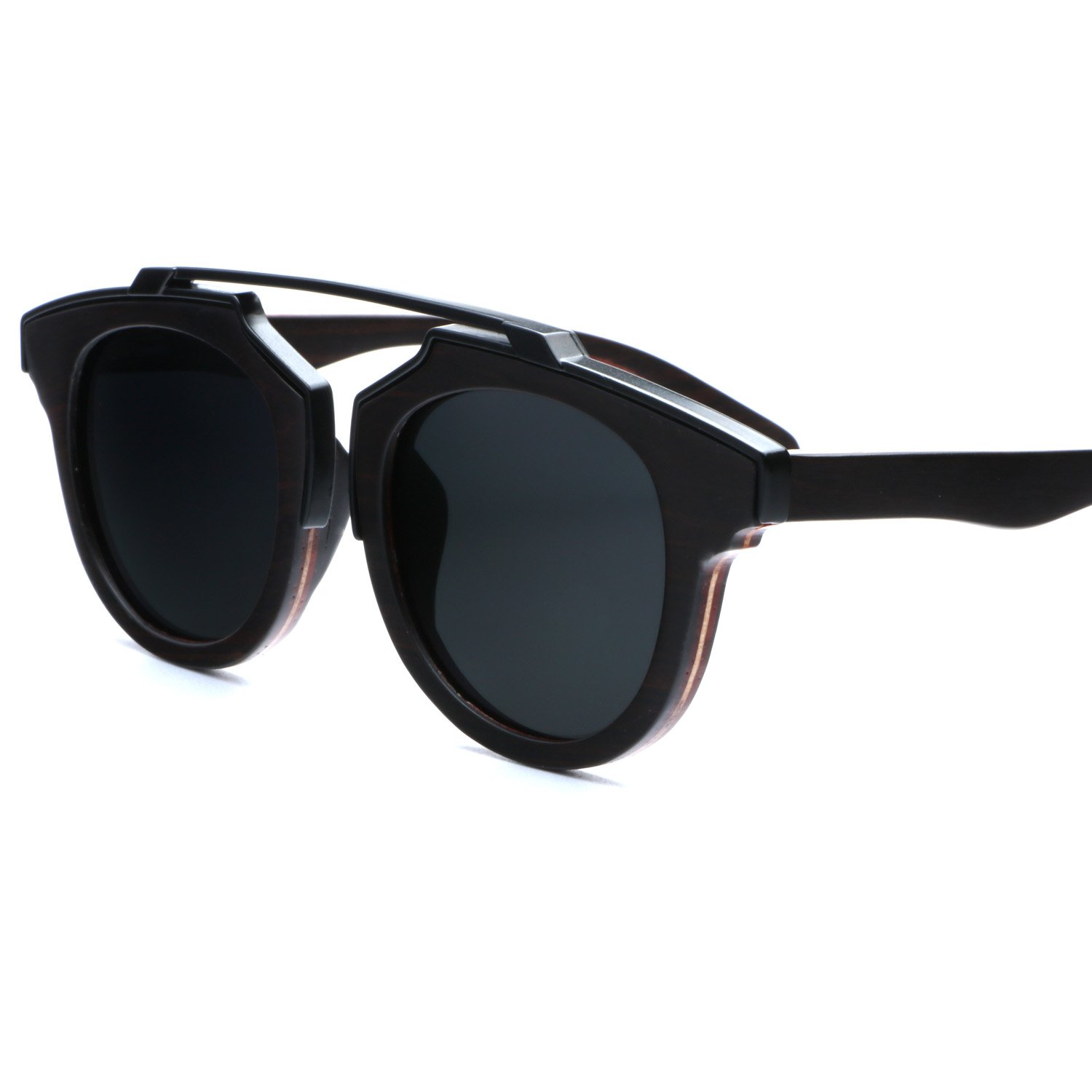 Ablibi Skateboard Wood Sunglasses Polarized Mens Retro Brand Designer Wood Shades for Women (ebony, gray)