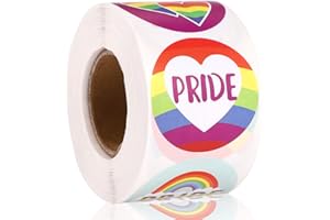 500pcs Gay Pride Stickers, 1.5 Inch 8 Styles Rainbow Love Heart Gift Sticker Roll LGBT Party Favors Labels Decoration for Gay