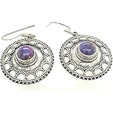 Gorgeous Purple Mohave Turquoise 925 Solid Sterling Silver Earrings 35mm