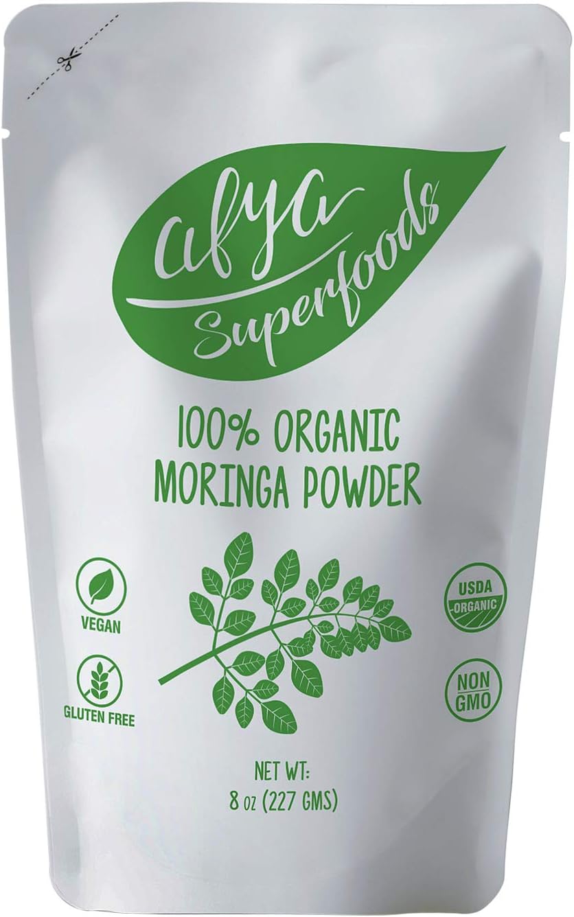 Raw Moringa Powder Organic (8oz ,1lb) - 100% Pure Natural Oleifera Leaf USDA Certified Energy Boost Multi Vitamins and Minerals for Green Drinks and Smoothie, Tea and Recipes Superfood and Antioxidant