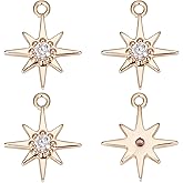 Beebeecraft 20Pcs North Star Charms 18K Gold & Platinum Plated Cubic Zirconia Small 10.5x8.5mm for DIY Jewelry Making