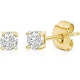 Amazon Essentials 0.25 to 1 Carat IGI Certified Solitaire Lab Grown Diamond Stud 14k Gold 4 Prong Round Cut Earrings (G-H Color VS1-VS2 Clarity)