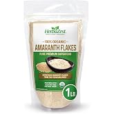 HerbaZest Amaranth Flakes, 1 lb – Organic, Gluten-Free, Complete Protein | Vegan & Non-GMO Ancient Grain, Ideal for Hot or Co