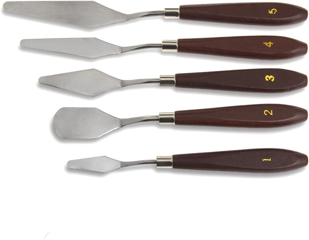 StarVast Painting Knife, 5 PCS Palette Knives Set Paint Scraper for Watercolor Oil Acrylic / Crafts / Rock & Face Painting, Basic Painting Tools Kit with Stainless Steel Blade and Wooden Handles