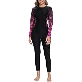 ALLTOKE Womens Full Body Rash Guard with Built in Bra Long Sleeve One Piece Swimsuit Upf50+ Zip Front Bathing Suit