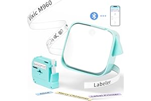 Vixic M960 Bluetooth Label Maker Machine with Tape, Small Label Printer, Label Sticker Portable Printer for 9mm, 12mm Label Multiple Templates Font Icon for Office, Home, School, Green