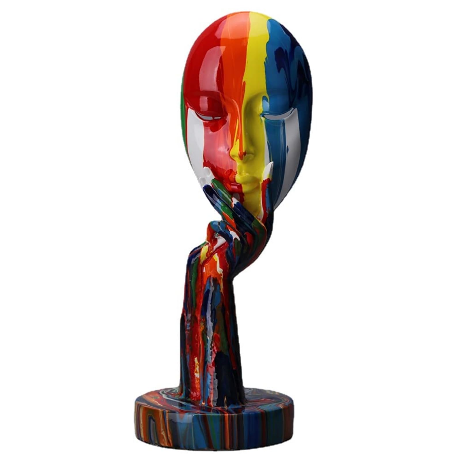 suruim Simple Creative Colorful Women Face Art Statue Thinker Lady Sculpture Abstract Characters Crafts Ornaments Home Office Bedroom Living Room Study Room Studio Decorations (Small 11.8x4.3x4.3in)