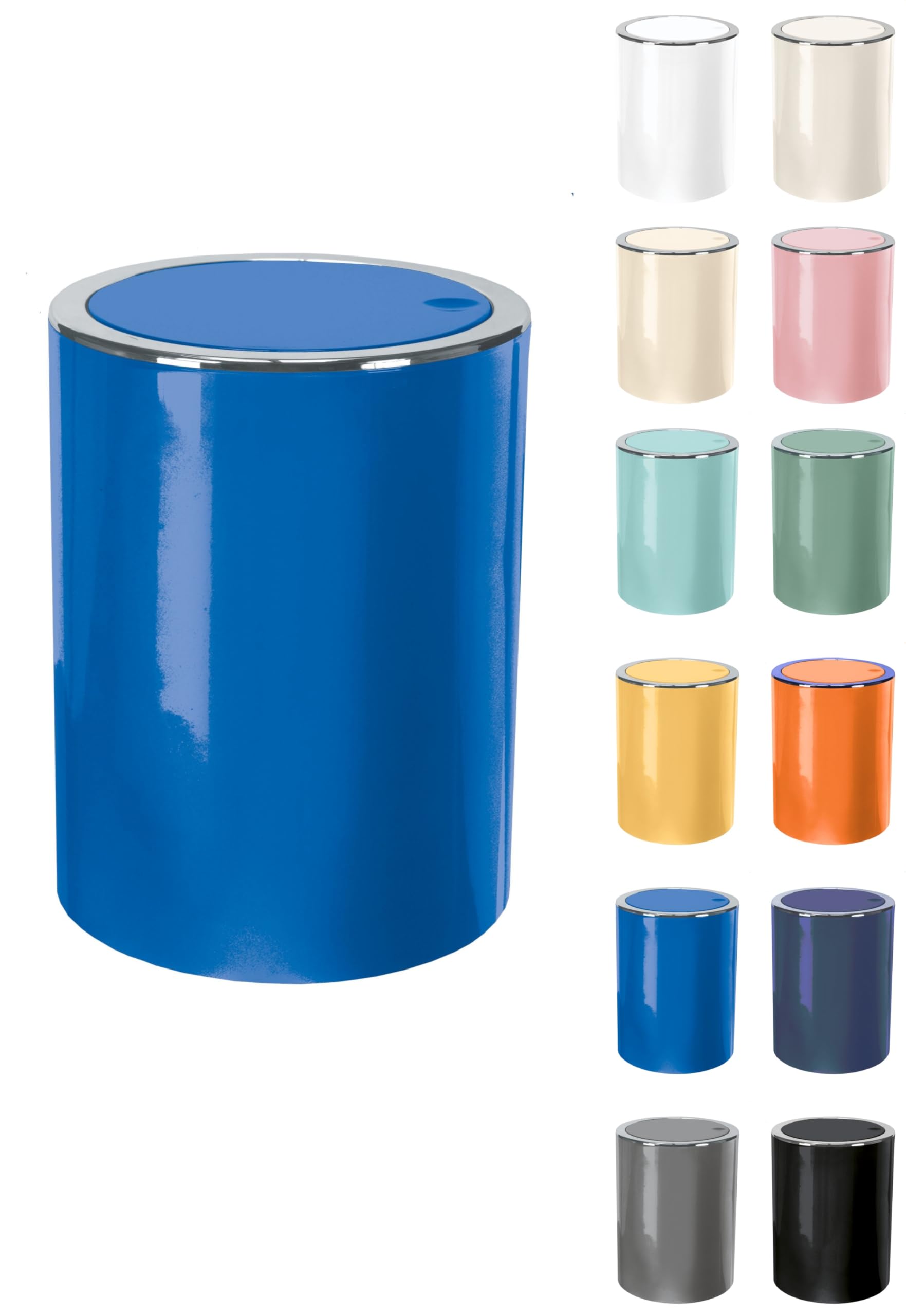 KW "Clappe" 5Ltr Plastic Swing Bathroom /Kitchen /Small Waste /Office Bin (Deep Blue)