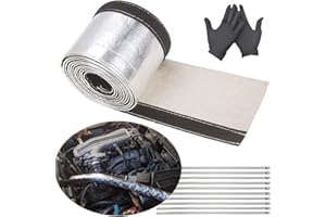 DEGEOBERLIN Aluminized Heat Shroud Sleeving Heat Shield Tape Fuel line Wire Protection Silver Hose Heat wrap with 10 Pcs Metal Zip Ties (3/4''I.D. x 10FT)