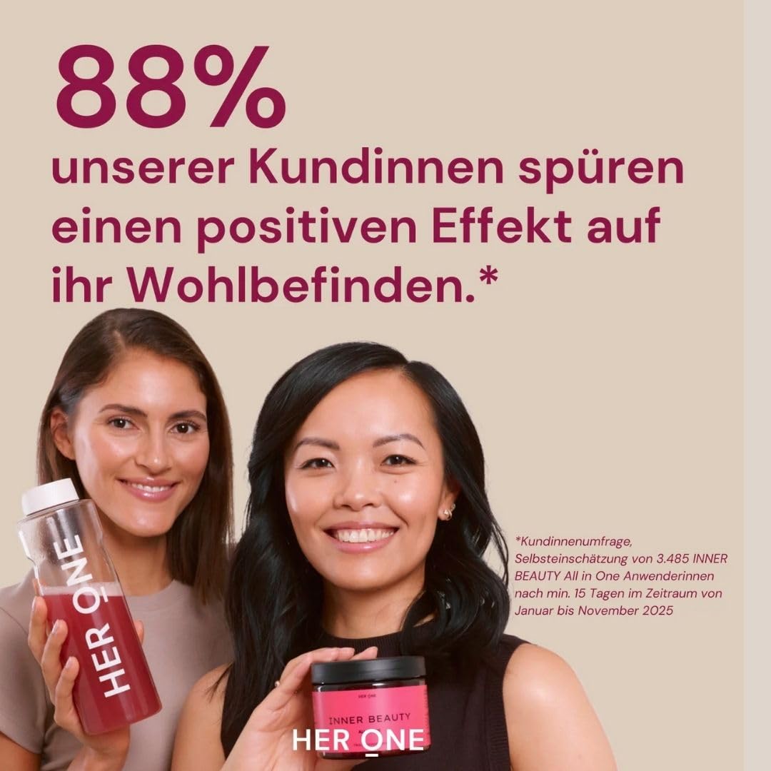 HER ONE INNER BEAUTY All in One | Vitamin Komplex hochdosiert als Multivitamin Pulver | Multivitamine & Mineralstoffe für Frauen | Multivitaminpräparate & Mineralien | Beauty Drink | 30 Portionen 8
