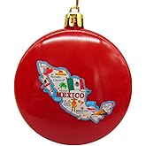 Mexico Map Landmarks Christmas Ornament Red Holiday Christmas Tree Decoration Souvenir