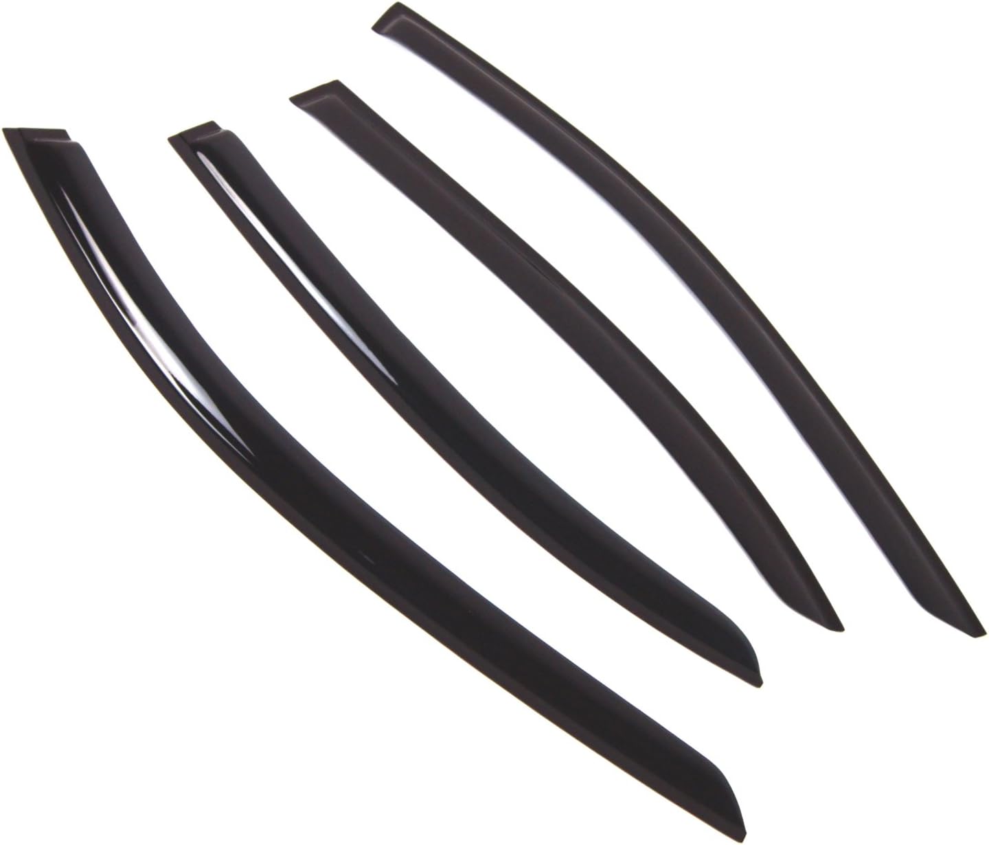 Car Window Rain Guard | Outside Mount Visors Auto Side Window Deflectors | Windows Visor Rain Shields Compatible with 2007-2013 Mercedes S550 S600 S63 | 4 Pcs Set, WD2-723, Dark Smoke