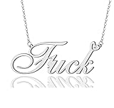 AOLO Fu ck Heart Name Necklace Silver Stainless