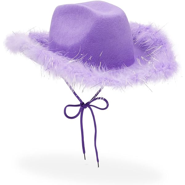 UAURORAO Women Cute Cowboy Hat Feather Trim Cowgirl Hat  display picture 1