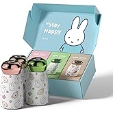 Miffy x MIPOW 3-Pack LED Temperature Display Thermal flask, 8oz (230ml) Smart Vacuum Insulated Stainless Steel Water Bottles, Portable Mini Coffee Mug for Travel, Office, Gym (Brown, Pink, Green)