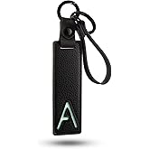 XGALBLA Initial PU Leather Letter Keychains for Women, Two-tone Splicing Key Tag Key Holder Lanyard Strap Luggage Backpacks