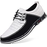 Mens Dress Shoes Casual Business Oxford Derby Orthopedic Leather Shoes Simple Lace-up Walk Loafers Flats Shoes for Men