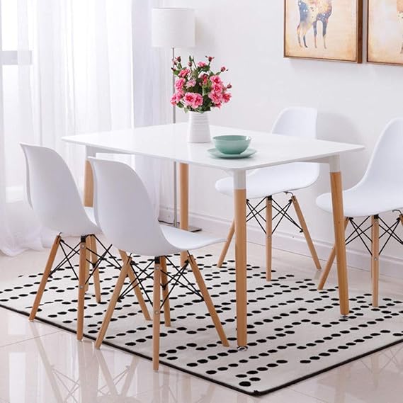 Table De Salle A Manger Style Bois Et 4 Chaises Pour Bureau Salon