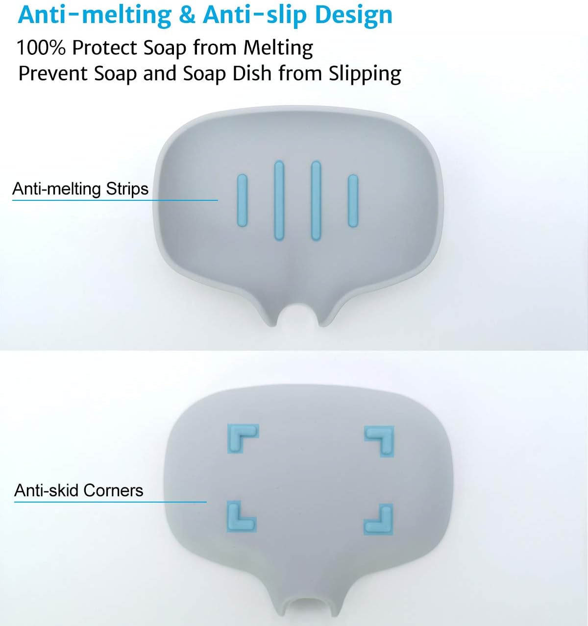 AIMAIAIMAI 3 Pack Silicone Soap Dish with Drain, Bar Soap Holder for Shower/Bathroom, Self Draining Waterfall Soap Tray/Saver for Kitchen, Keep Soap Dry, Easy to Clean: Home & Kitchen