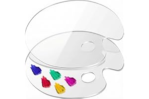 DUGATO Large Acrylic Paint Palette 2pcs 15.7 x 11.8 Inches, Clear Oval-Shaped Non-Stick Acrylic Oil Paint Mixing Tray, Comfortable to Hold & Easy to Clean, for DIY Art Painting Plate (Big Size)