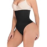FLORATA Thong Shapewear Tummy Control, Women Seamless Shaping Thong Panties High Waist Body Shaper Underwear
