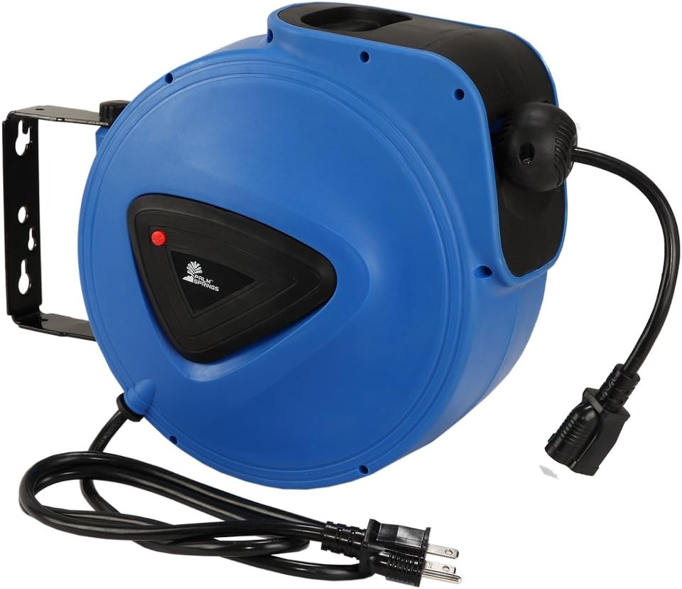Palm Springs Indoor/Outdoor 50ft 3 Prong Extension Power Cord and Wall Mounted Reel
