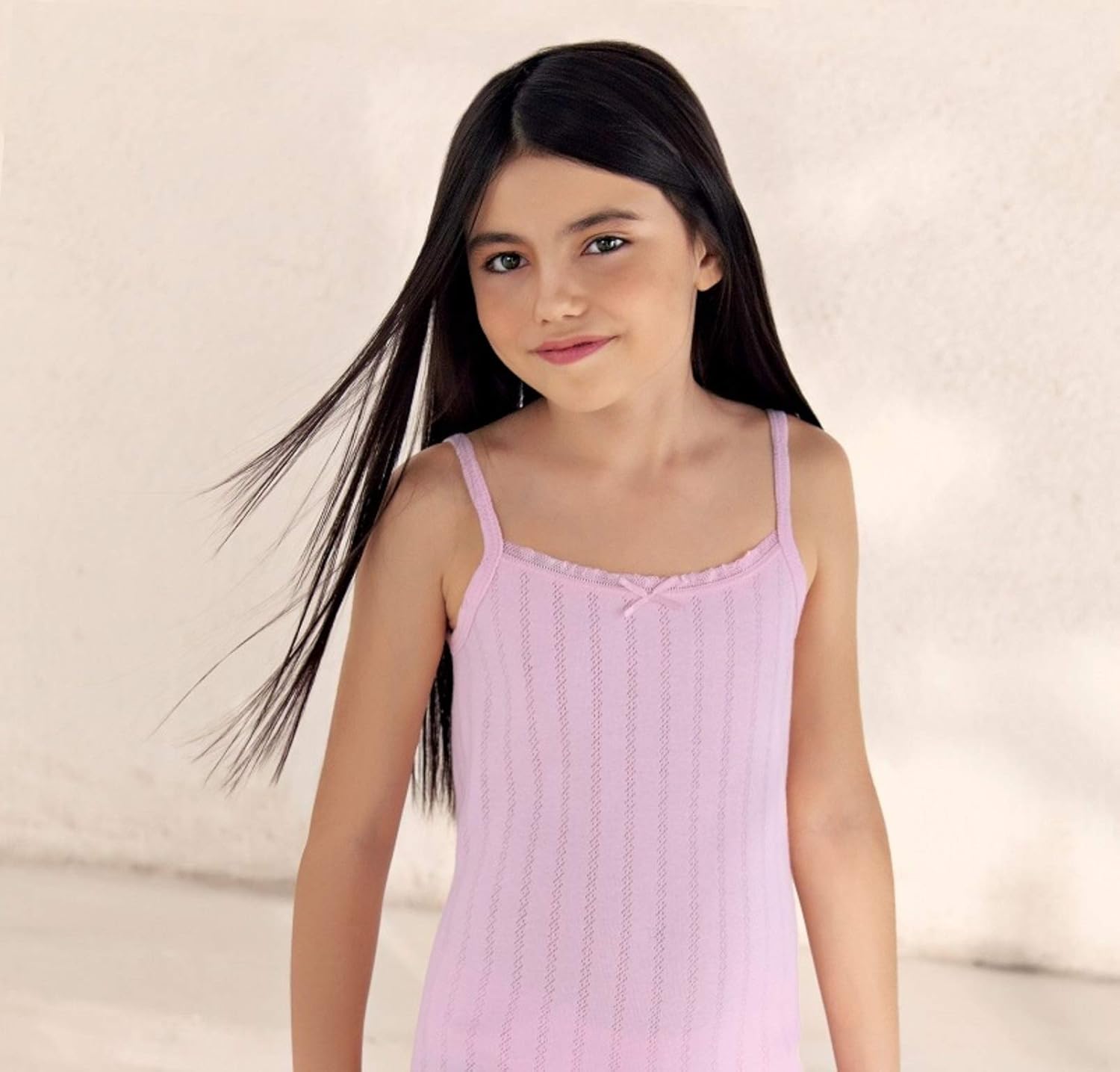 Brix Girls Cami Undershirts 4-Pack - White and Pink Cotton Pointelle Comfort. Sizes 2-14: Clothing