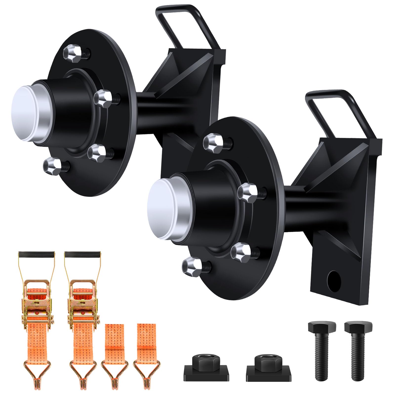 Photo 1 of 2 Pack Shipping Container Wheels 5x4.5 Lug, May Moves 6200 pounds 20ft-45ft Container, Shipping Container Wheels kit, with Ratchet Strap Tie Down J Hook, Quick disassembly Black (5)