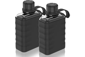 2 Pack Flask, Portable Leak Proof Juice Shot Bottles, Reusable Clear Travel Flask with Silicone Sleeve for Outdoor Juice, Gin