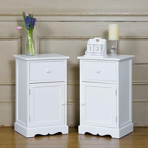 Edward Hopper white bedside table with 3 drawers, metal ...