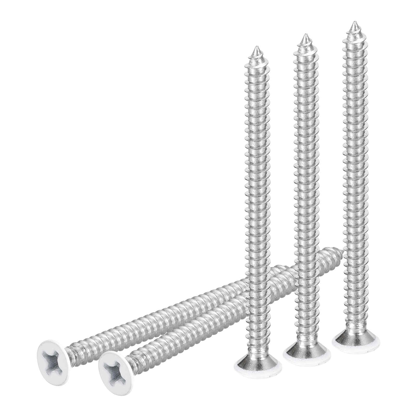 DTGN 50Pcs #12x3" Flat Head Wood Screws, 304 Stainless Steel White Phillips Self Tapping Screws - Good for Woodworking, Furniture - White