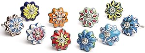 Artncraft Set Vintage Color Multi Designed Ceramic Cupboard Cabinet Door Knobs Drawer Pulls & Chrome Hardware